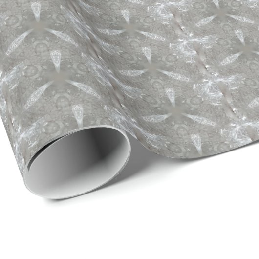 Antiek Zilvergrijs Decoratief Kaleidoscopisch Cadeaupapier (Rol Hoek)