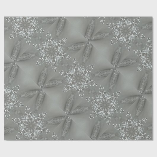 Antiek Zilvergrijs Decoratief Kaleidoscopisch Star Cadeaupapier (Vlak)
