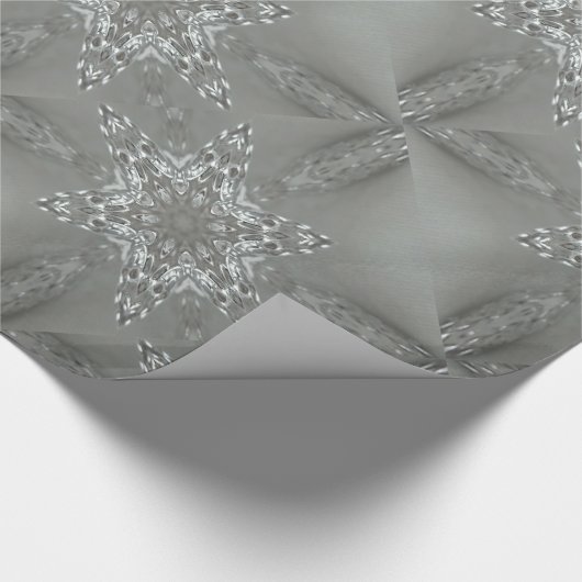 Antiek Zilvergrijs Decoratief Kaleidoscopisch Star Cadeaupapier (Hoek)