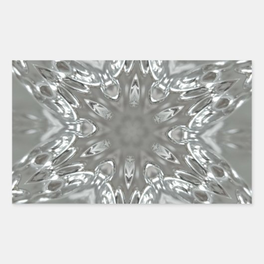 Antiek Zilvergrijs Decoratief Kaleidoscopisch Star Rechthoekige Sticker (Voorkant)