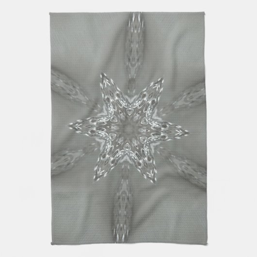 Antiek Zilvergrijs Decoratief Kaleidoscopisch Star Theedoek (Verticaal)