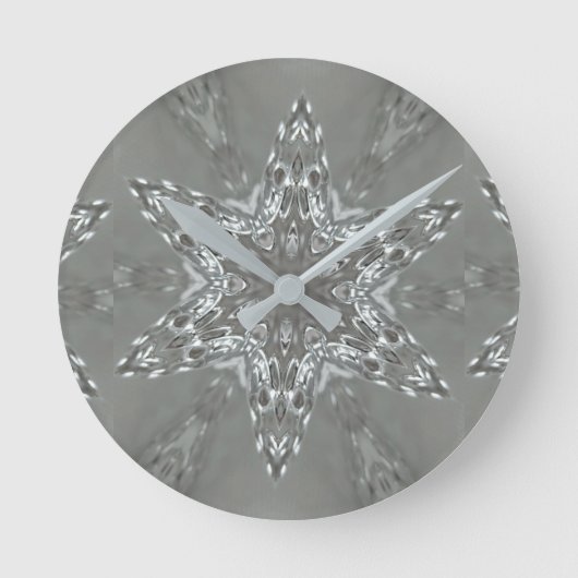 Antiek Zilvergrijs Decoratief Kaleidoscopisch Ster Ronde Klok (Voorkant)