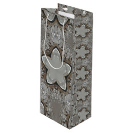 Antiek zilvergrijze kerstster Chic Wine Bag Wijn Cadeautas