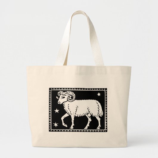 Antiek Zodiac Astrologische Ram Totebag Grote Tote Bag (Voorkant)