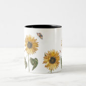 Antiek Zonnebloem Caterpillar Vlindertekening Tweekleurige Koffiemok (Center)