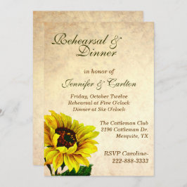 Antiek zonnebloemen Uitnodiging tot oproeping