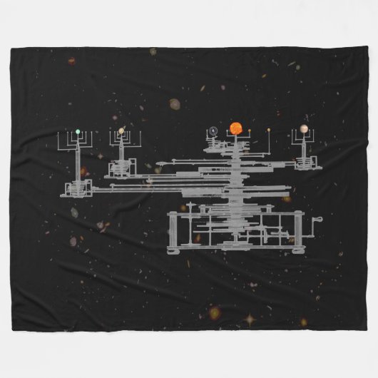 Antiek zonnestelsel — rooster in de ruimte fleece deken (Voorkant (Horizontaal))