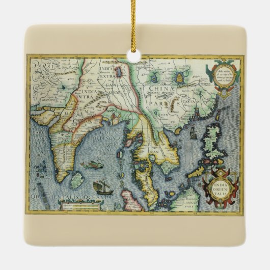 Antiek Zuidoost-Aziatische kaart door Mercator / H Keramisch Ornament (Achterkant)
