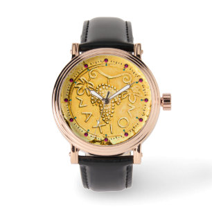 ANTIEK ZUIVERE MUNTSTOFGOUDEN, DRUIVENWIJN HORLOGE