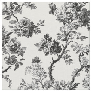 Antiek zwart bloemmotief toile stof