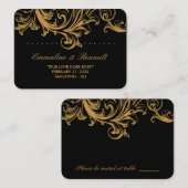 Antiek Zwart en Goud Bloemen Trouwplaats Kaarten Plaatskaartje (Voorkant / Achterkant)