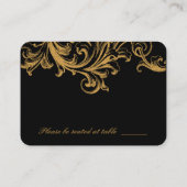Antiek Zwart en Goud Bloemen Trouwplaats Kaarten Plaatskaartje (Achterkant)