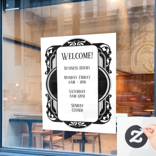 Antiek zwart en wit raamsticker (Cafe Raam)
