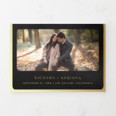 Antiek Zwart Goud Scroll Middeleeuwse Bruiloft Drieluik Uitnodiging (Cover)