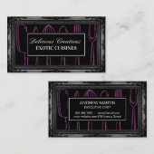 Antiek zwart Lijst | Illustratief keukengerei Visitekaartje (Voorkant / Achterkant)