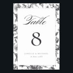 Antiek Zwart & Wit Bloemen Toile Bruiloft Kaart<br><div class="desc">Elegant Antiek Zwart & Wit Bloemen Toile Gepersonaliseerde Trouwtafel Nummer. Personaliseer met namen en trouwdatum.</div>