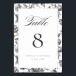 Antiek Zwart & Wit Bloemen Toile Bruiloft Kaart<br><div class="desc">Elegant Antiek Zwart & Wit Bloemen Toile Gepersonaliseerde Trouwtafel Nummer. Personaliseer met namen en trouwdatum.</div>