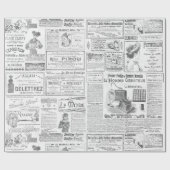 Antiek Zwart Wit Franse advertenties Ephemera Cadeaupapier (Vlak)