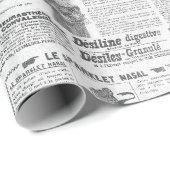 Antiek Zwart Wit Franse advertenties Ephemera Cadeaupapier (Rol Hoek)