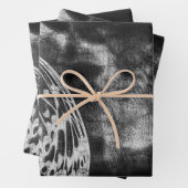  Antiek zwart-wit ontkleurd vlinder Inpakpapier Vel (In situ)