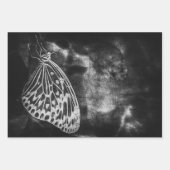 Antiek zwart-wit ontkleurd vlinder Inpakpapier Vel (Voorkant)