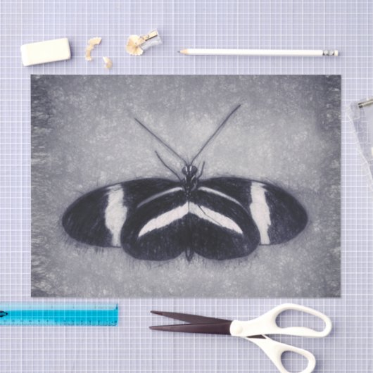 Antiek zwart-wit ontkleurd vlinder Tissuepapier (Craft)