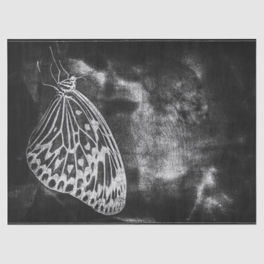 Antiek zwart-wit ontkleurd vlinder Tissuepapier (Voorkant)