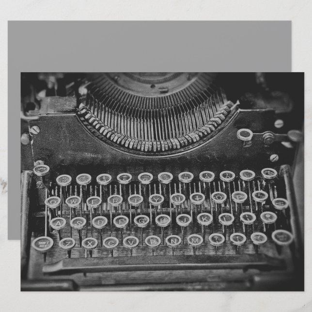  Antiek zwart-wit schrijfmachine (Voorkant / Achterkant)