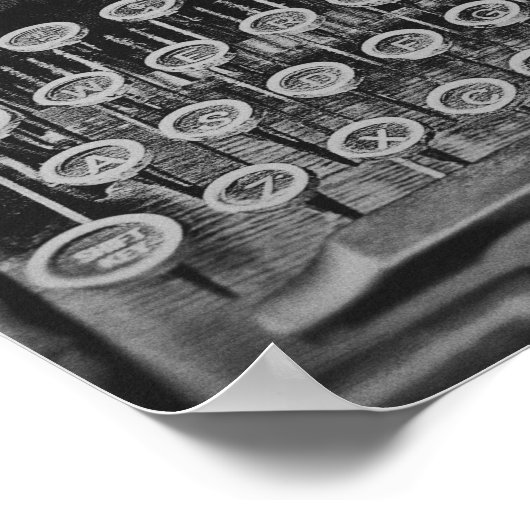 Antiek zwart-wit schrijfmachine Poster (Hoek)