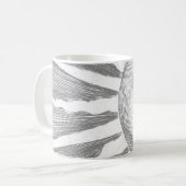 Antiek  Zwart Wit Sun Face Koffiemok (Voorkant links)