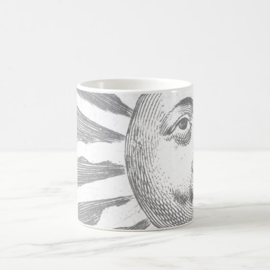 Antiek  Zwart Wit Sun Face Koffiemok (Center)