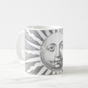 Antiek Zwart Wit Sun Face Koffiemok