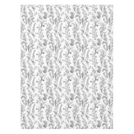 Antiek zwart wit toile bloemmotief vintage tafelkleed