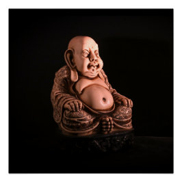 Antiek zwarte en witte Chinese boeddha Perfect Poster