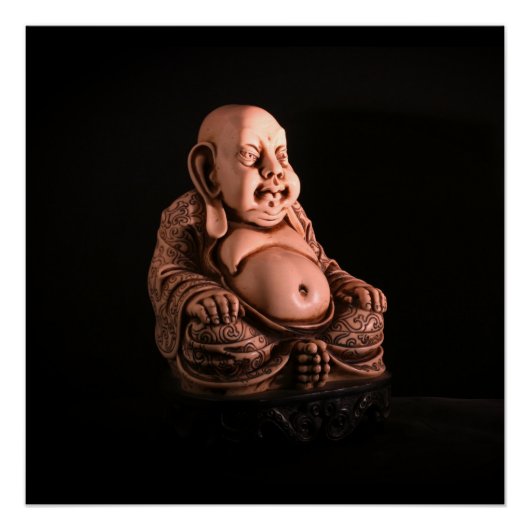 Antiek zwarte en witte Chinese boeddha Perfect Poster (Voorkant)