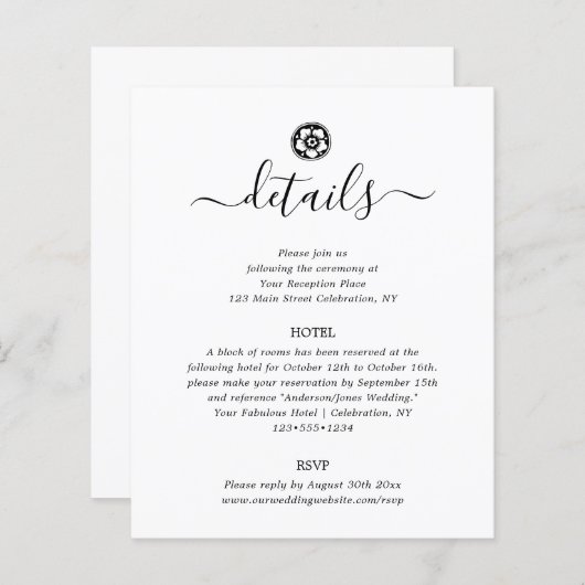 Antiek zwarte en witte Kaart met details (Voorkant / Achterkant)