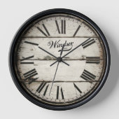 Antiek zwarte en witte  klok Romeinse cijfers (Voorkant)