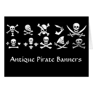 ANTIEK ZWARTE PIRATE BANNERS EN BEHANDELINGSKAARTE