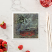  Antiek zwarte rode, oude papiervel muziek Servet (Insitu)