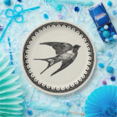 Antiek zweetvogel vliegen op beige achtergrond papieren bordje (Feest)