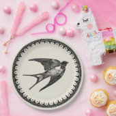 Antiek zweetvogel vliegen op beige achtergrond papieren bordje (Feest)