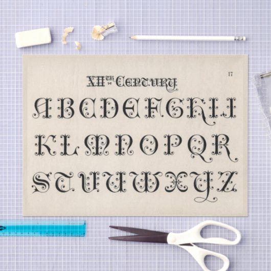 Antieke 12e-eeuwse typografie tissuepapier (Craft)