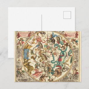 Antieke 1660 Sterrenkaart Zuidelijk Halfrond Briefkaart