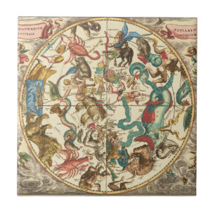 Antieke 1660 Sterrenkaart Zuidelijk Halfrond Tegeltje