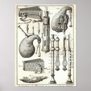 Antieke 1769 Doedelzak & Blaasinstrumenten Poster