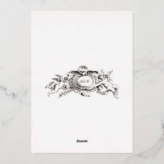 Antieke 1778 Barok Rococo Bloemenslingers Bruiloft Folie Uitnodiging (Achterkant)