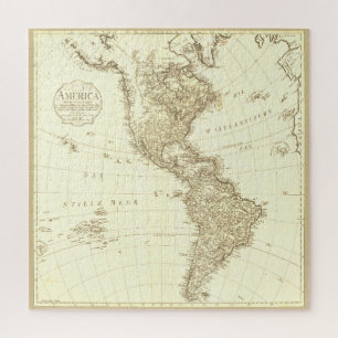 Antieke 1796 kaart van de Amerika's, Sepia-versie Legpuzzel