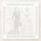 Antieke 1844 Victoriaanse Huwelijks bruiloft Kunst Glazen Onderzetter (Achterkant)