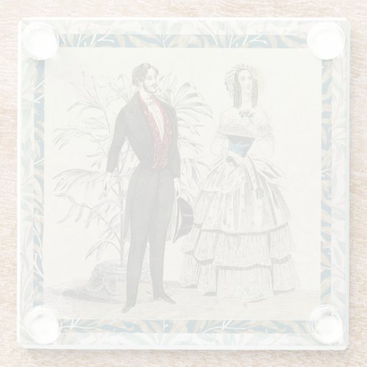 Antieke 1844 Victoriaanse Huwelijks bruiloft Kunst Glazen Onderzetter