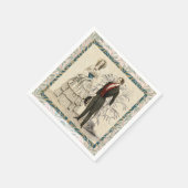 Antieke 1844 Victoriaanse Huwelijks bruiloft Kunst Servet (Hoek)